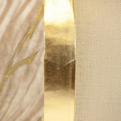 14" X 20" Beige and Gold Striped Cotton Blend Throw Pillow