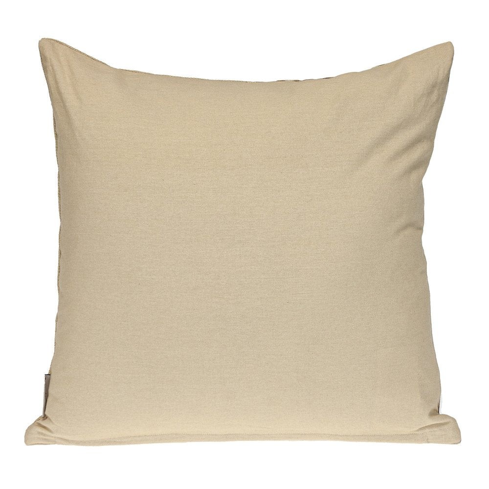 20" Beige and Gold Striped Cotton Blend Throw Pillow