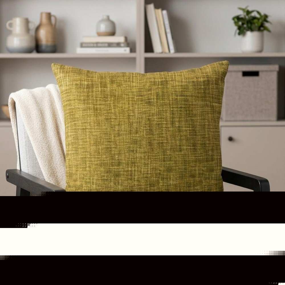 18" Green Weave Cotton Throw Pillow