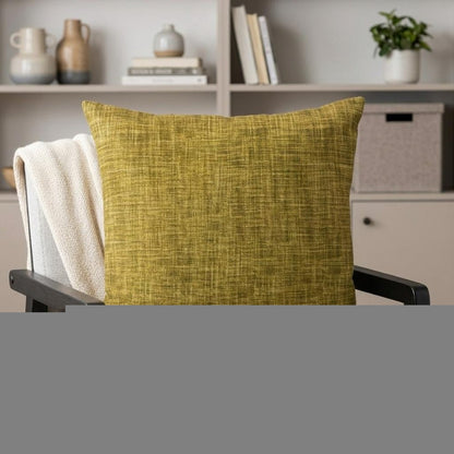 18" Green Weave Cotton Throw Pillow