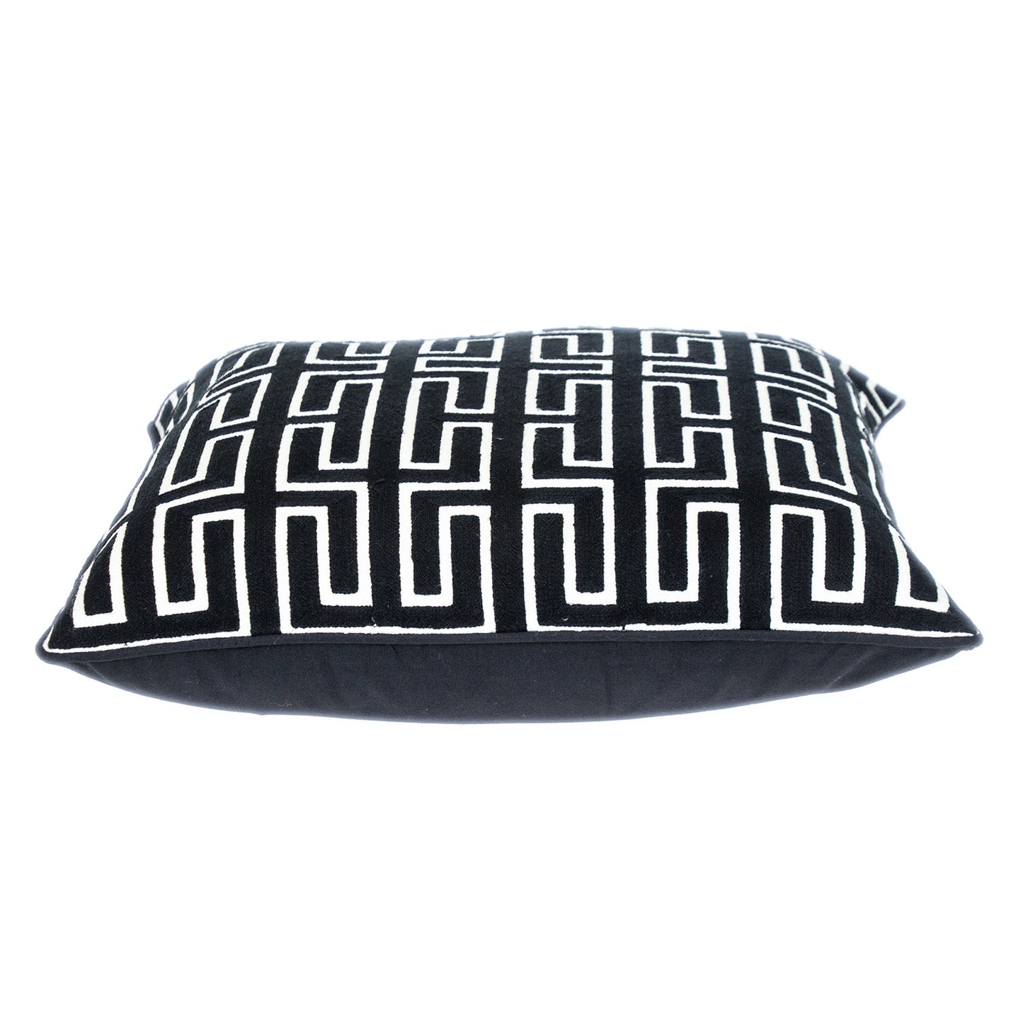 20" X 20" Black Geometric Cotton Zippered Pillow