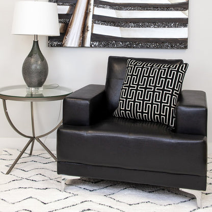 20" X 20" Black Geometric Cotton Zippered Pillow