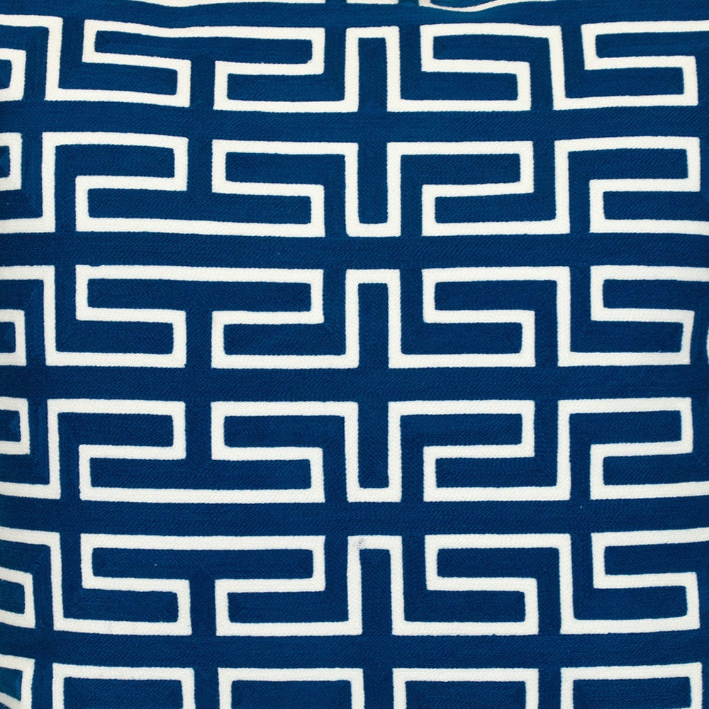 20" Blue Geometric Cotton Throw Pillow