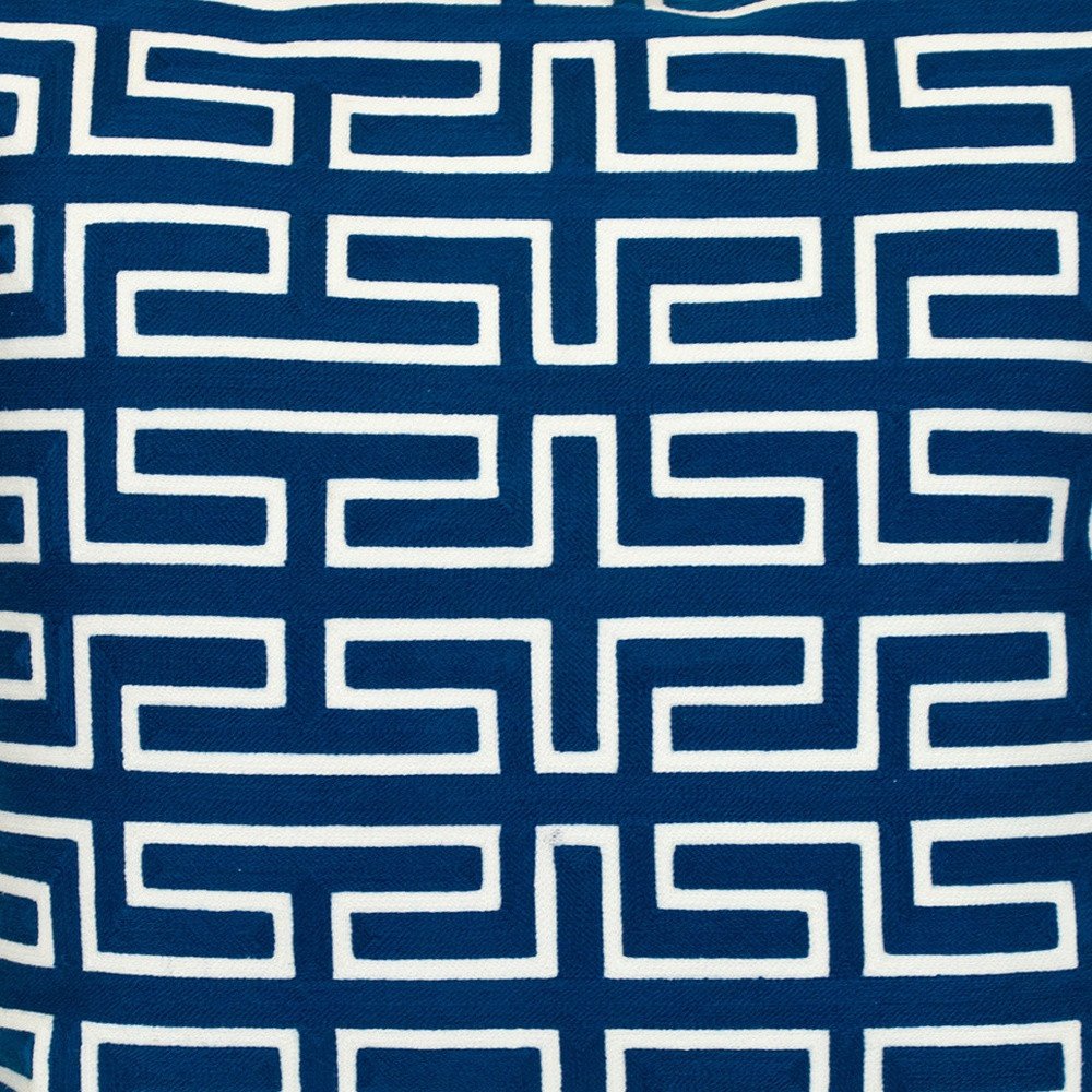 20" Blue Geometric Cotton Throw Pillow