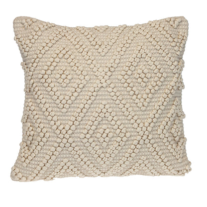 20" Off White Geometric Cotton Throw Pillow