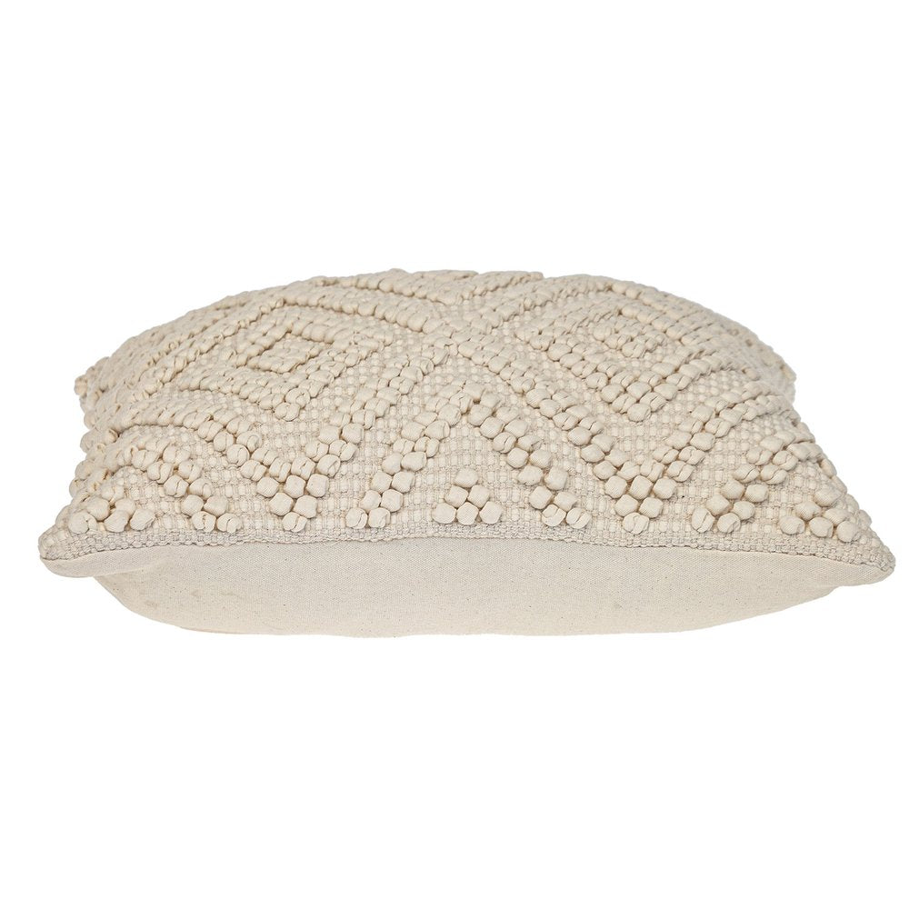 20" Off White Geometric Cotton Throw Pillow