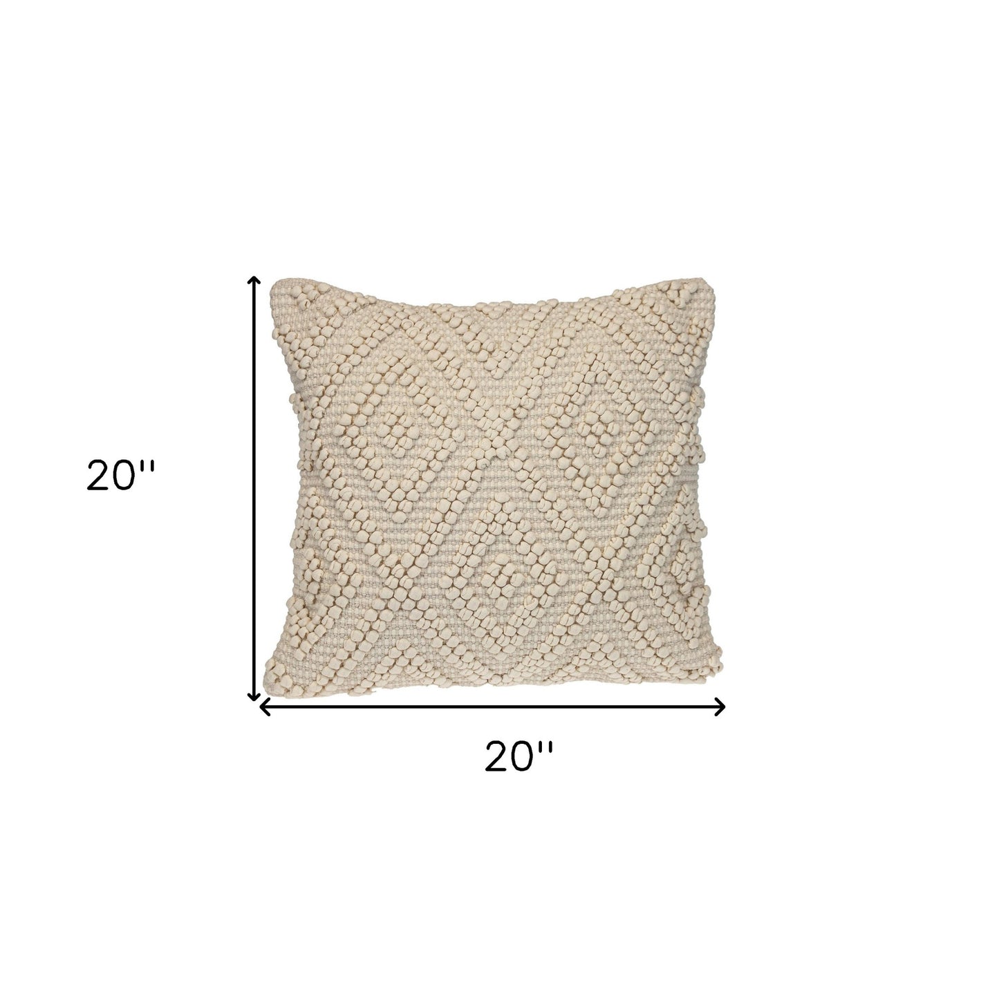 20" Off White Geometric Cotton Throw Pillow