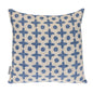 18" Beige and Blue Geometric Cotton Throw Pillow