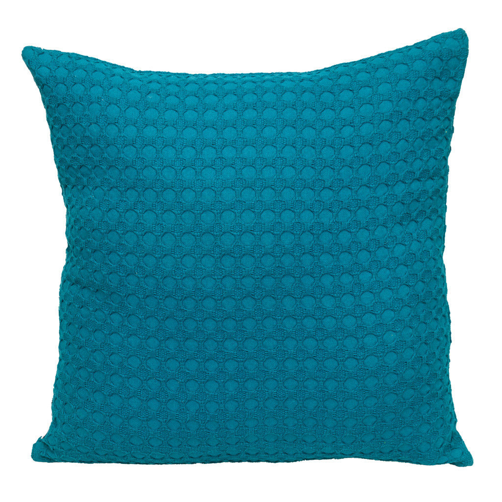 20" Blue Cotton Throw Pillow With Texture