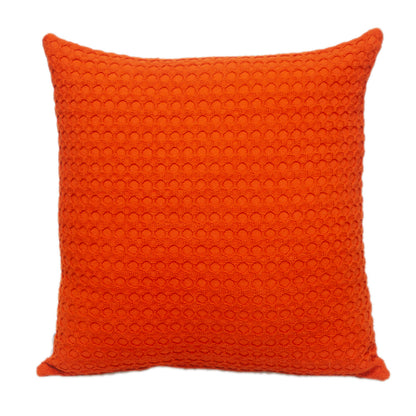 20" Orange Cotton Throw Pillow With Texture