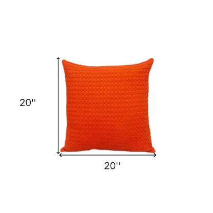 20" Orange Cotton Throw Pillow With Texture