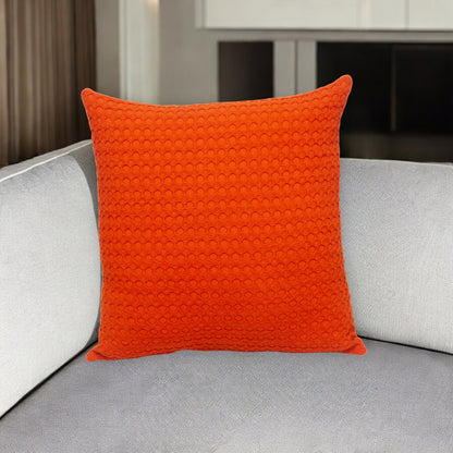 20" Orange Cotton Throw Pillow With Texture