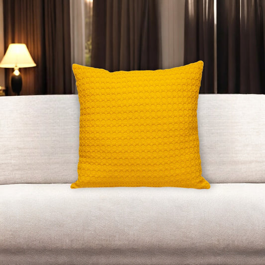 20" Yellow Cotton Throw Pillow With Texture