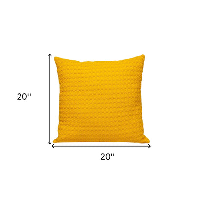 20" Yellow Cotton Throw Pillow With Texture