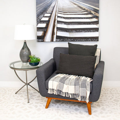 20" Gray Cotton Throw Pillow With Texture