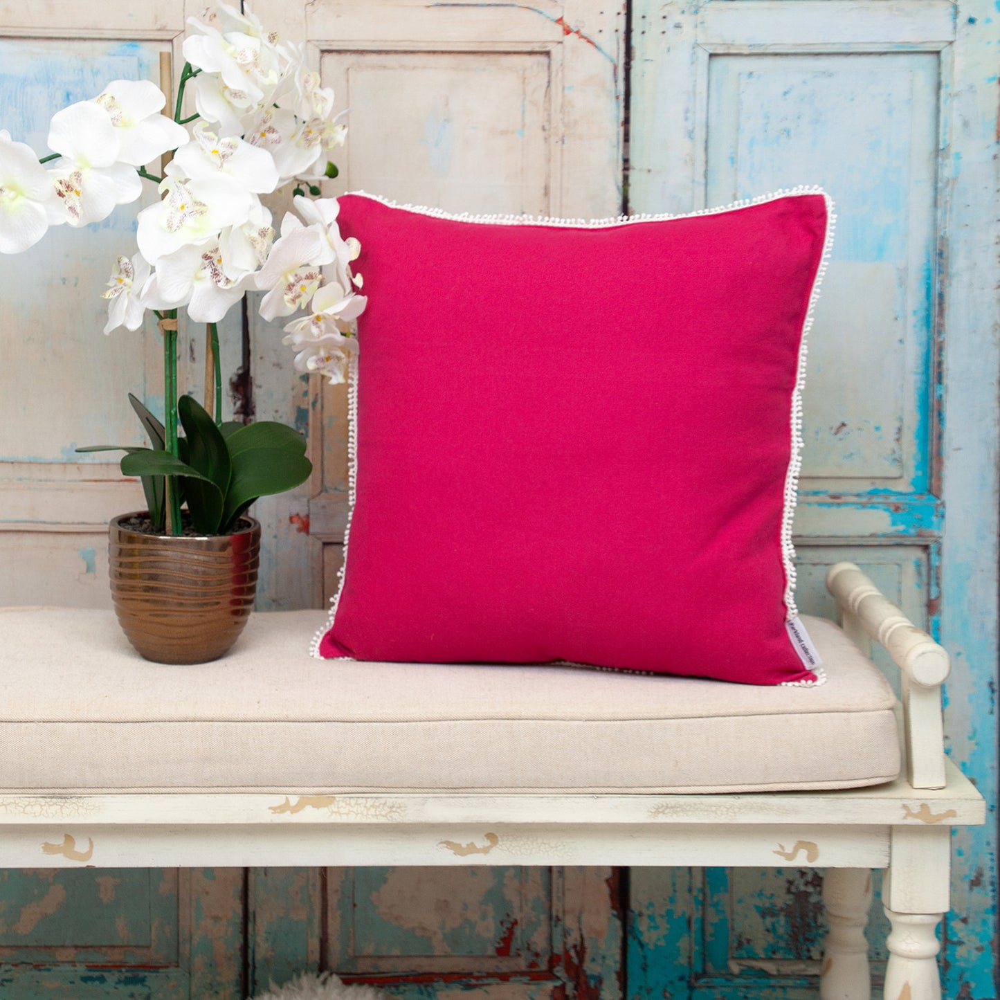 16" Pink Cotton Throw Pillow