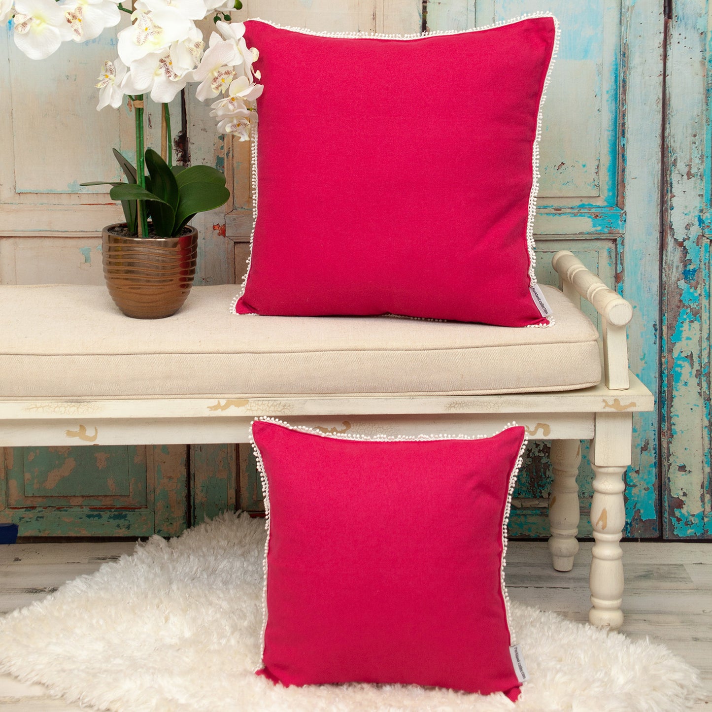 16" Pink Cotton Throw Pillow