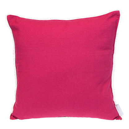 20" Hot Pink Cotton Throw Pillow With Fringe