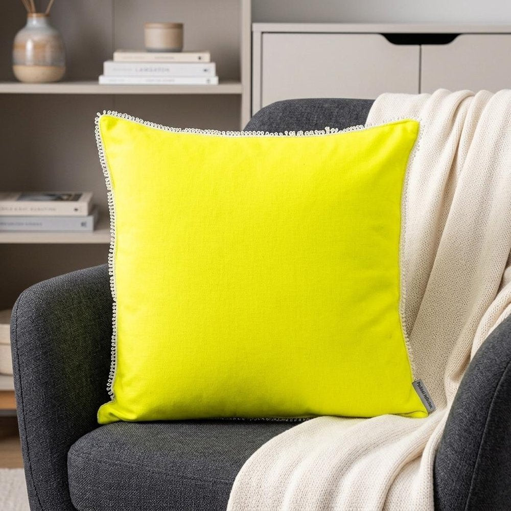 16" Yellow Cotton Throw Pillow