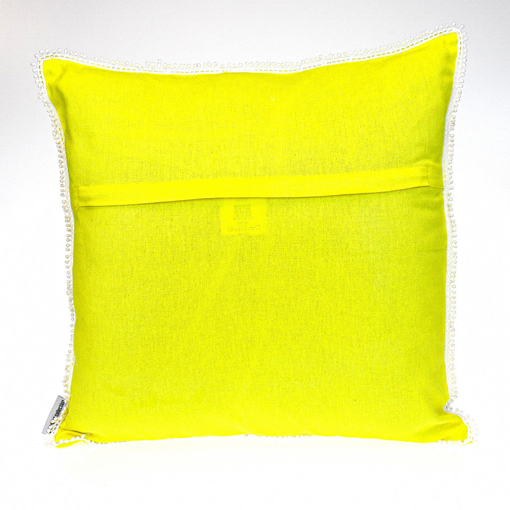 16" Yellow Cotton Throw Pillow