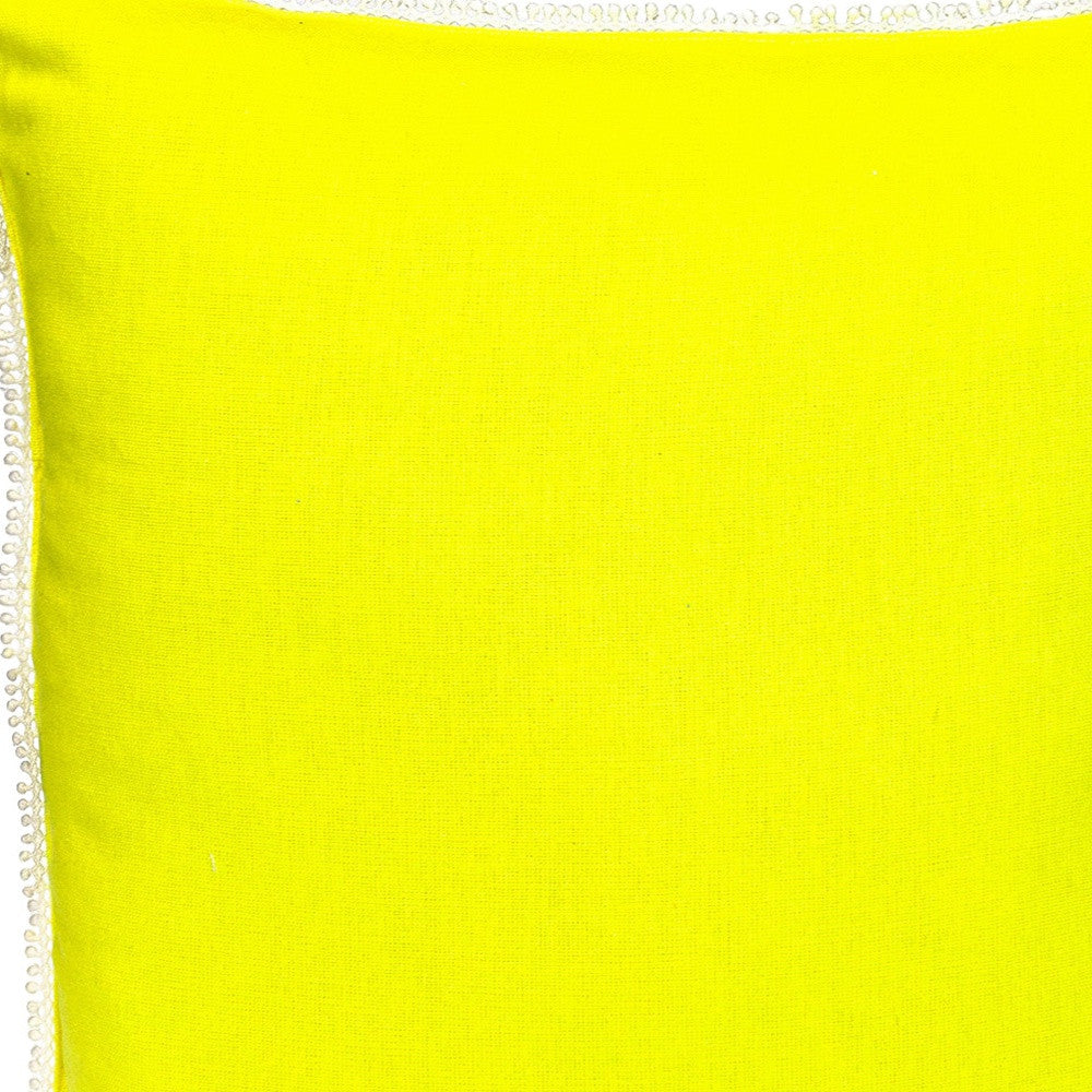 16" Yellow Cotton Throw Pillow