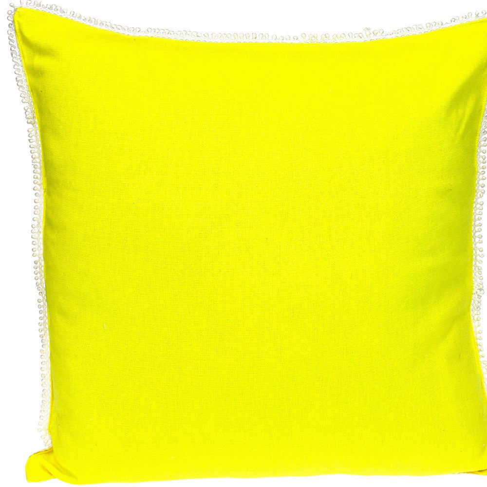 16" Yellow Cotton Throw Pillow