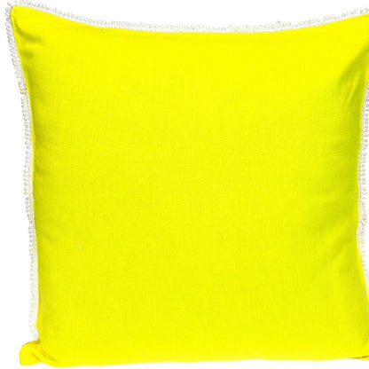 16" Yellow Cotton Throw Pillow