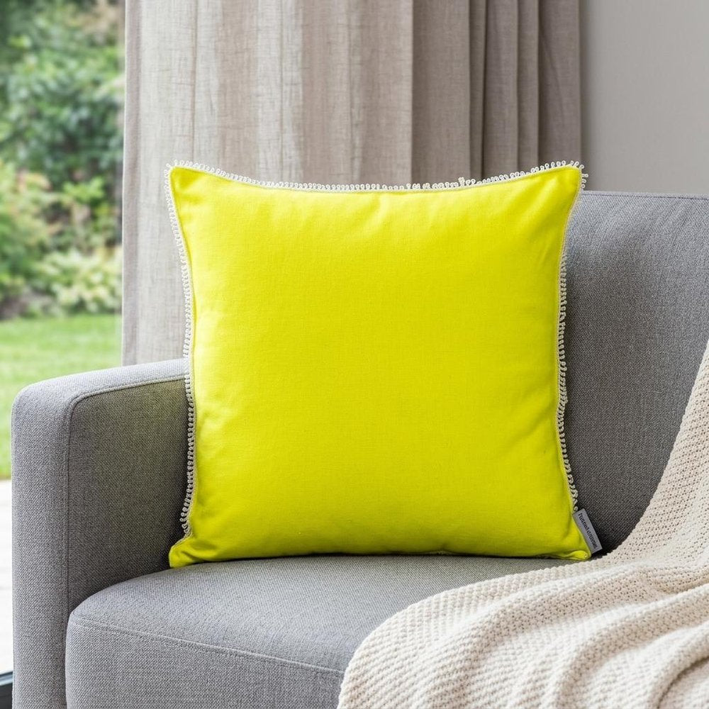 20" Yellow Cotton Throw Pillow
