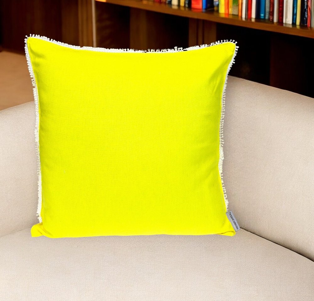 20" Yellow Cotton Throw Pillow
