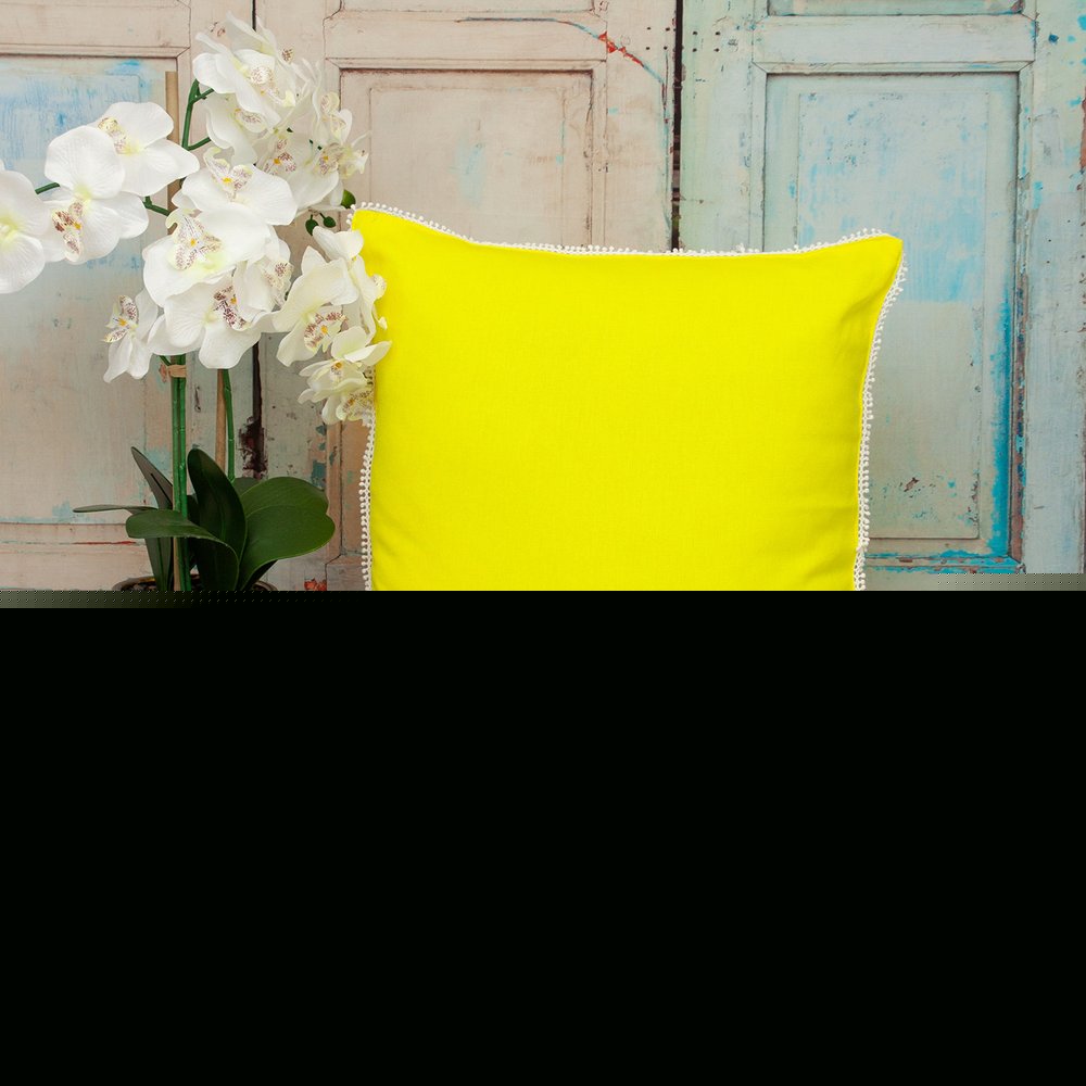 20" Yellow Cotton Throw Pillow