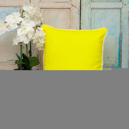 20" Yellow Cotton Throw Pillow