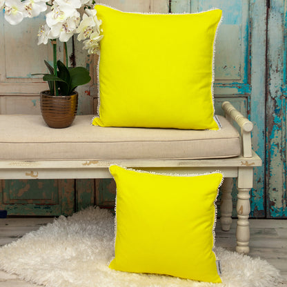 20" Yellow Cotton Throw Pillow