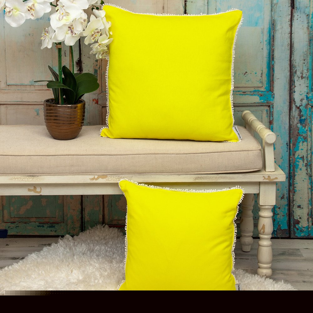 20" Yellow Cotton Throw Pillow