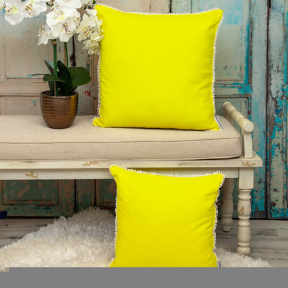 20" Yellow Cotton Throw Pillow