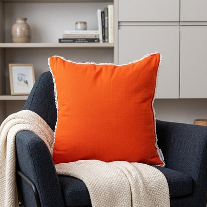 20" Orange Cotton Throw Pillow