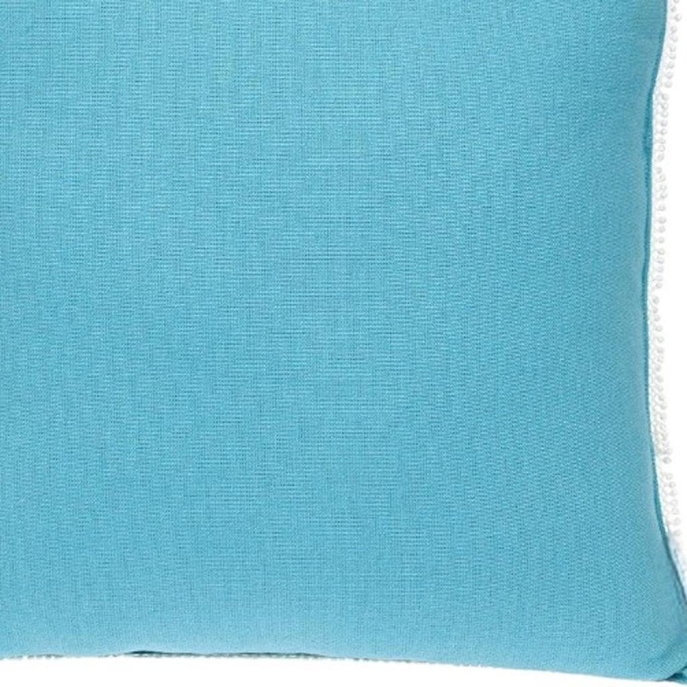 16" Aqua Cotton Throw Pillow with Scalloped Edges