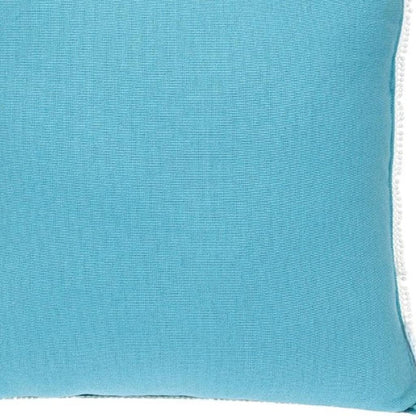 16" Aqua Cotton Throw Pillow with Scalloped Edges