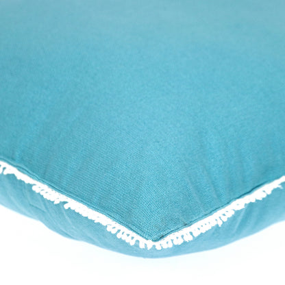 16" Blue Cotton Throw Pillow