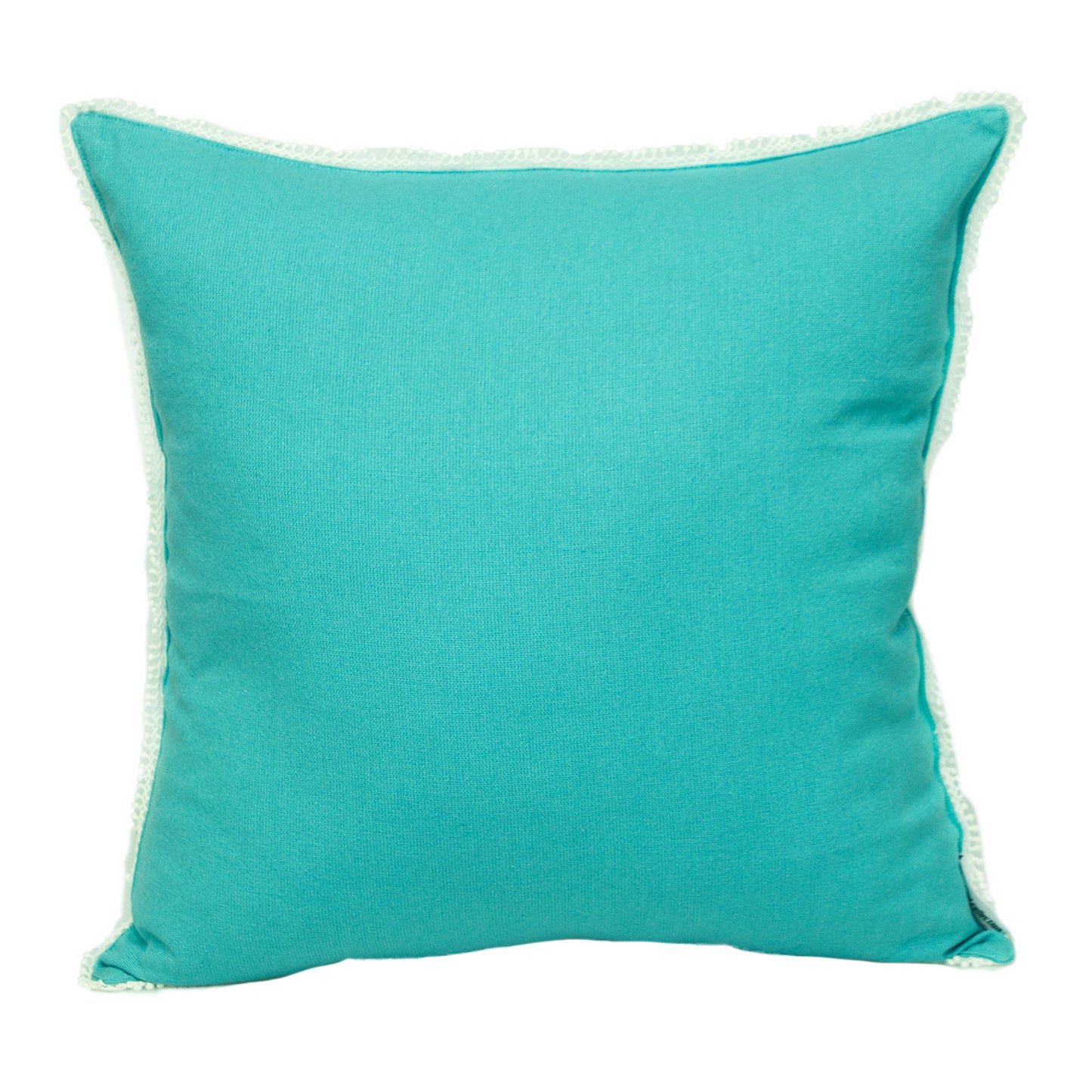 20" Blue Cotton Throw Pillow