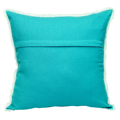 20" Blue Cotton Throw Pillow