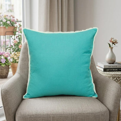20" Blue Cotton Throw Pillow