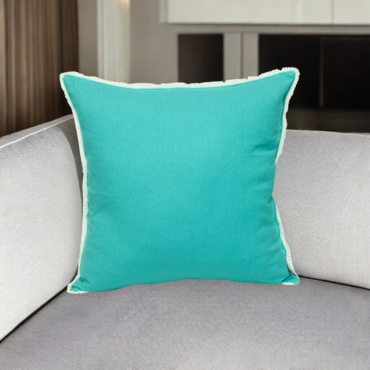 20" Blue Cotton Throw Pillow