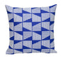 18" Blue and White Geometric Cotton Throw Pillow With Embroidery