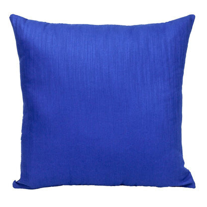 18" Blue and White Geometric Cotton Throw Pillow With Embroidery