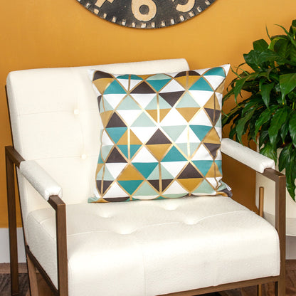 20" Blue and Gold Geometric Throw Pillow