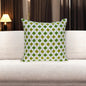 20" Green and White Ogee Cotton Throw Pillow With Embroidery