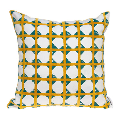 20" Gold and White Geometric Throw Pillow