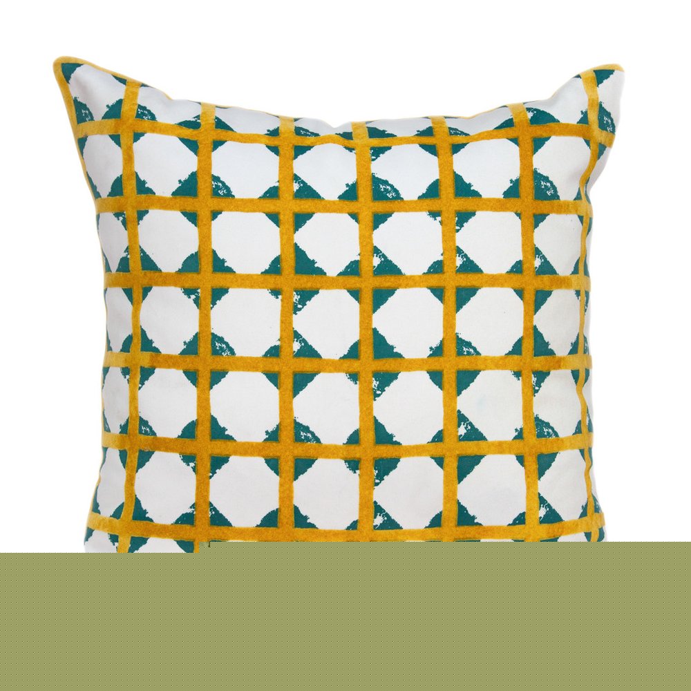 20" Gold and White Geometric Throw Pillow