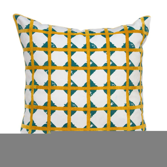20" Gold and White Geometric Throw Pillow