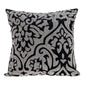 18" Black and Silver Damask Velvet Throw Pillow With Beads